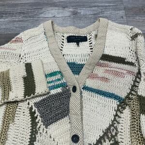 Rag & Bone Womens‎ S Abstract Knit Bamboo Alpaca Blend Hearst Cardigan Sweater